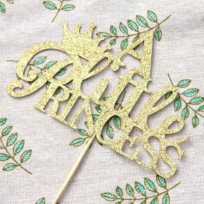 WeBenison A Little Princess with Crown Cake Topper Gold Glitter Baby Birthday Party - Baby Shower, Gender Reveal Party Decoration - Image 5